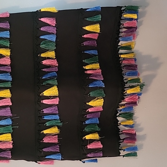 New York & Company Black Sleeveless Pullover Stretch Dress Colorful Tassels M - Picture 5 of 13